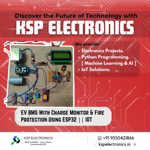 Next-Gen EV Safety with ESP32 🚗🔥

⚡ Revolutionizing EV Safety with IoT!
This project uses ESP32 to:
1️⃣ Monitor battery charge levels.
2️⃣ Detect potential fire hazards.
3️⃣ Ensure EV safety with real-time alerts.
💡 Perfect for BTech & diploma students passionate about EVs and sustainability.
👉 DM us to get started with project kits and expert guidance.

#EVSafety #IoTForEVs #ESP32Projects #BTechIdeas #SustainableTech