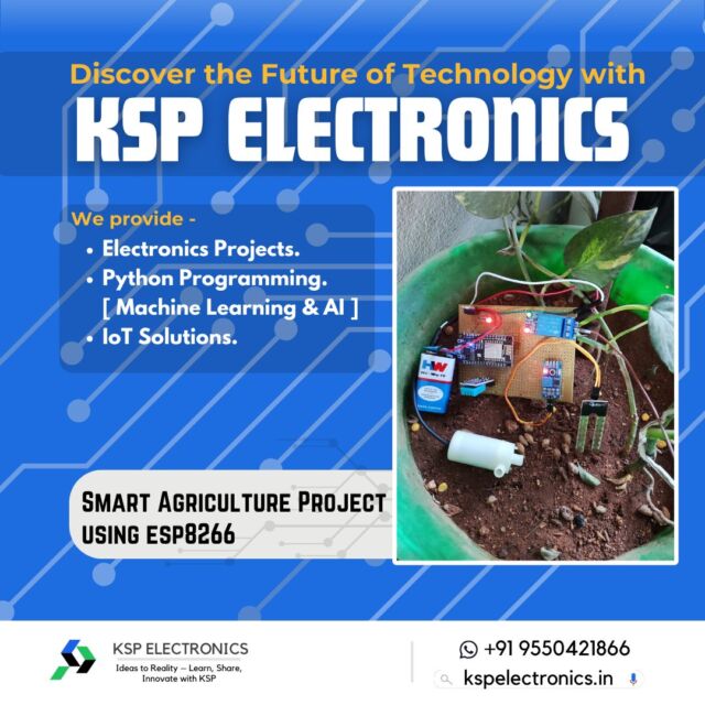 🚜 Smart farming made simple! With an ESP8266 microcontroller, agriculture becomes efficient, sustainable, and tech-driven.

💡 Here’s what this Smart Agriculture project can do:
1️⃣ Real-time monitoring of soil moisture.
2️⃣ Automated irrigation for water efficiency.
3️⃣ Environmental data logging for better crop yield.

🌟 Why it’s amazing for students:
🔧 Easy to build with ESP8266 and sensors.
📚 Great learning experience for IoT integration.
🔥 Perfect for BTech & diploma projects!

💡 Want step-by-step guidance or a complete project kit? DM us now or check the link in bio to get started! 🚀

#SmartFarming #IoTInAgriculture #ESP8266Projects #StudentInnovation #BTechProjects #IoTForGood #TechInAgriculture"